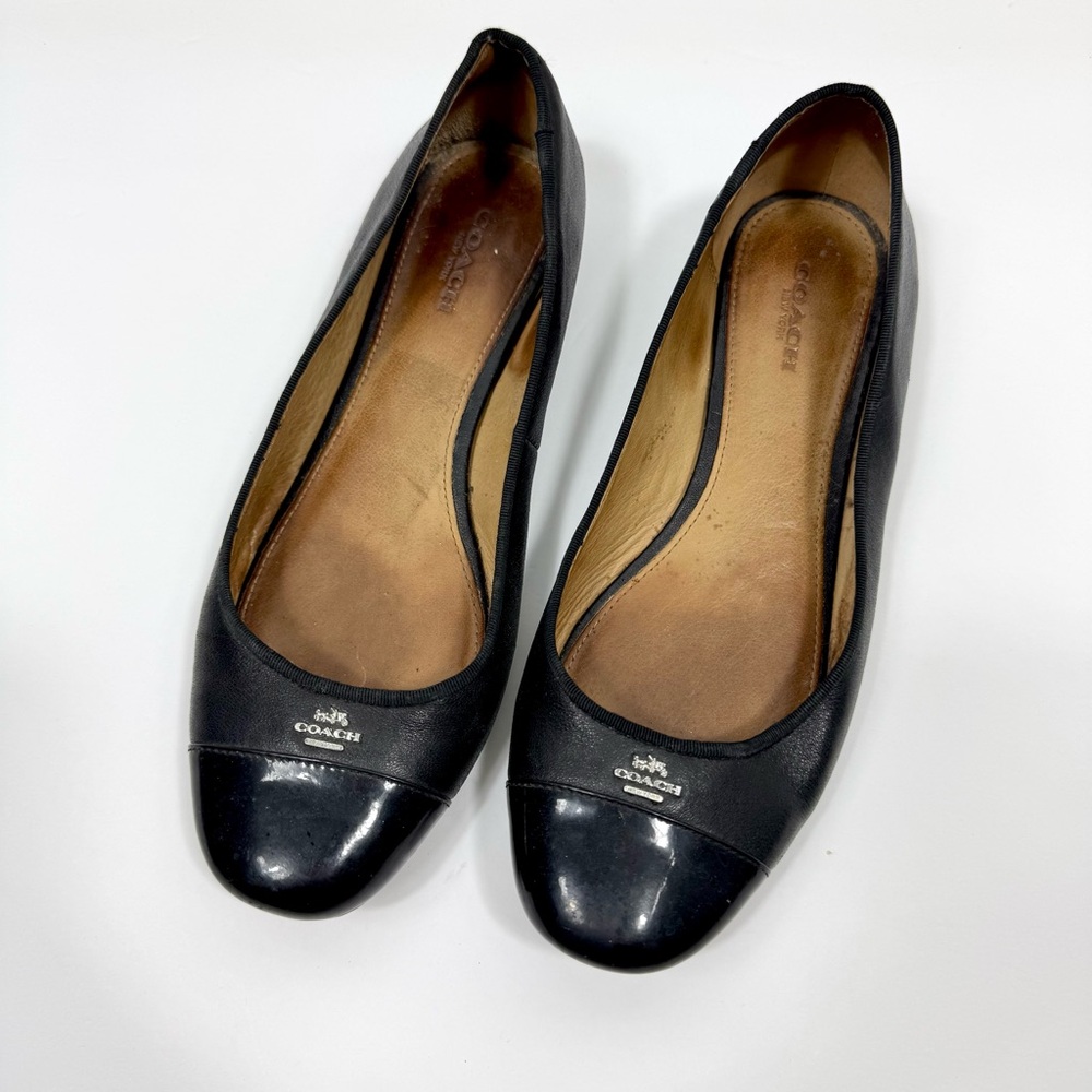 Coach Black Leather Flats Size 8.5